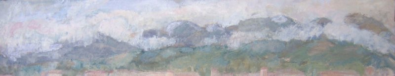 Rieti nella nebbia, Oil on canvas, 19x96, 2007