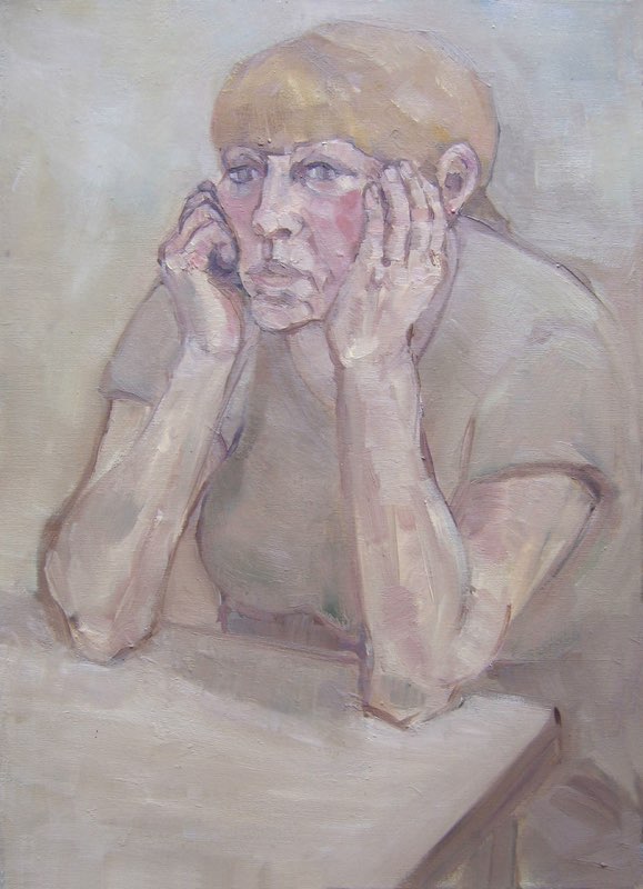 Nancy attablée, Oil on canvas, 70×50, 2007