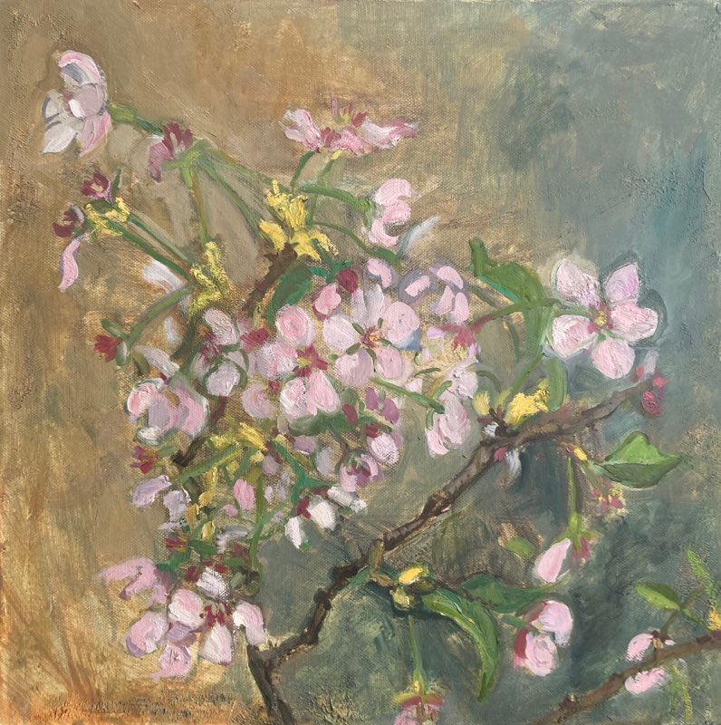 Branche en fleurs, Oil on canvas, 40x40, 2020