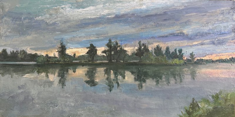 Loire à Ousson, huile sur bois, 30×60, 2026