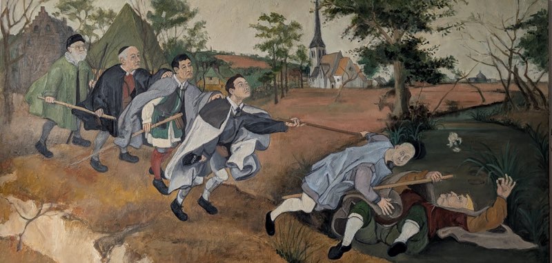 D'après la parabole des aveugles de Brueghel, 60×120, 2026